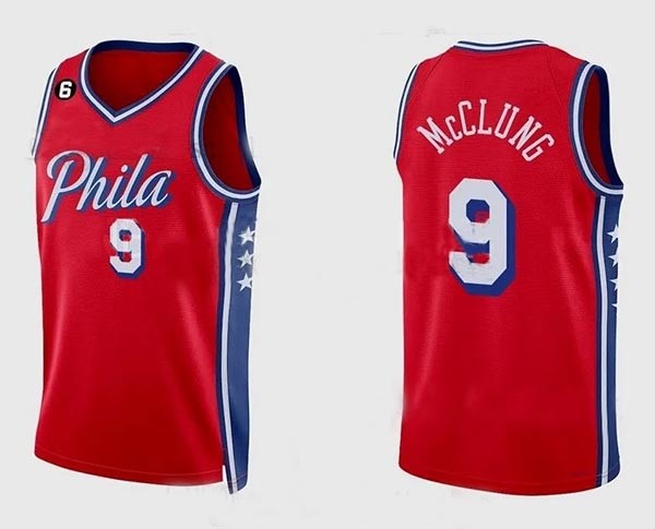 Men's Philadelphia 76ers #9 Mac McClung Red Statement Edition Stitched Jersey