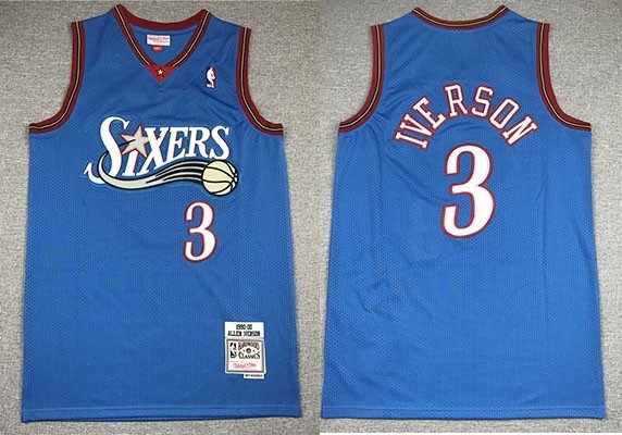 NBA Philadelphia 76ers #3 Allen Iverson throwback blue Hardwood Classics Jersey