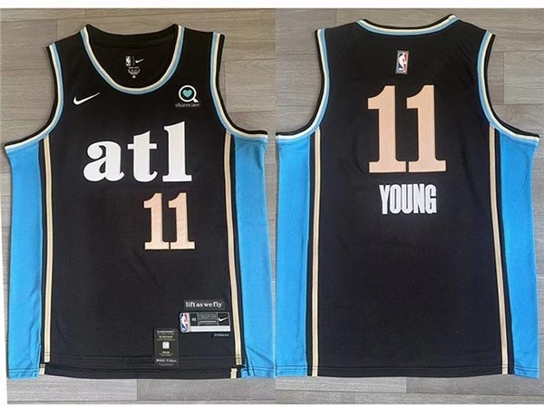 Men's Atlanta Hawks #11 Trae Young 2023-24 Black City Edition Swingman Jersey