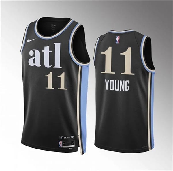 Men's Atlanta Hawks #11 Trae Young 2023-24 Black City Edition Stitched Basketball Jersey