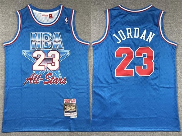 Men's 1993 NBA All-Star Game #23 Michael Jordan Light Blue Hardwood Classics Jersey