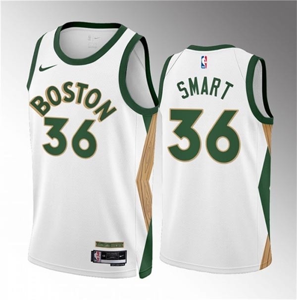 Men's Boston Celtics #36 Marcus Smart White 2023-24 City Edition Stitched Basketball Jersey