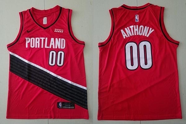 NBA Portland Trail Blazers #00 Carmelo Anthony Red Nike Authentic Jersey