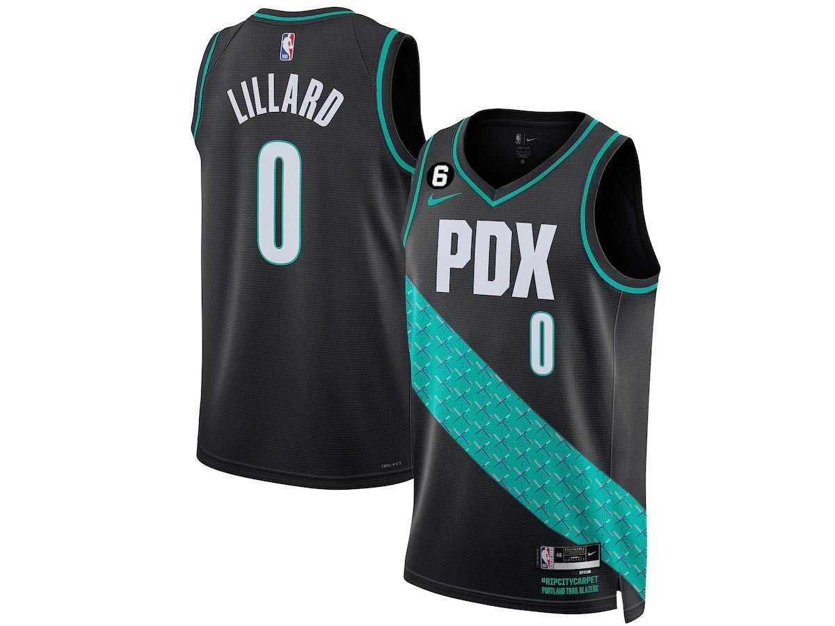 Men's Portland Trail Blazers #0 Damian Lillard 2022-23 Black City Edition Swingman Jersey