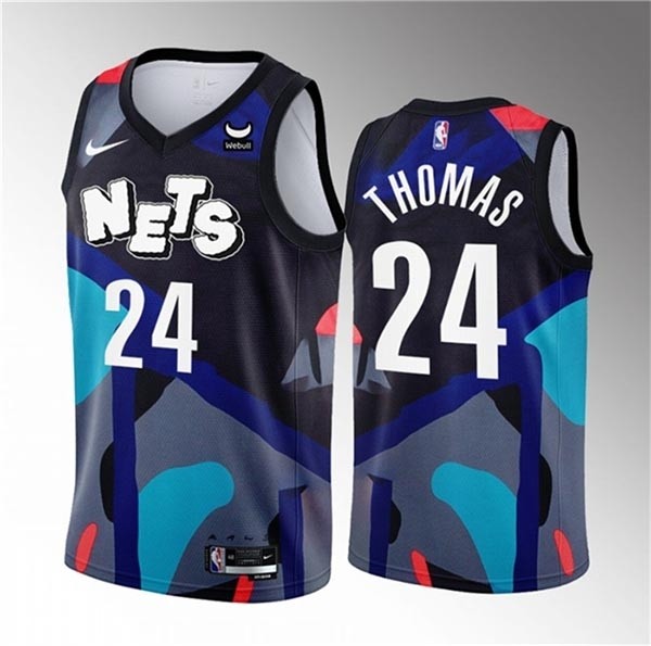 Men's Brooklyn Nets #24 Cam Thomas Black 2023-24 City Edition Stitched Basketball Jersey