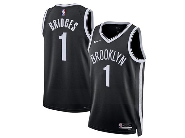 Men's Brooklyn Nets #1 Mikal Bridges Black Swingman Jersey