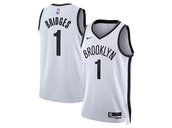 Men's Brooklyn Nets #1 Mikal Bridges White Swingman Jersey