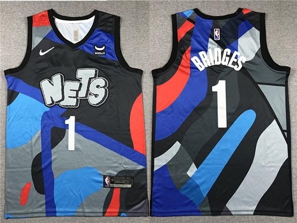 Men's Brooklyn Nets #1 Mikal Bridges 2023-24 Black City Edition Swingman Jersey