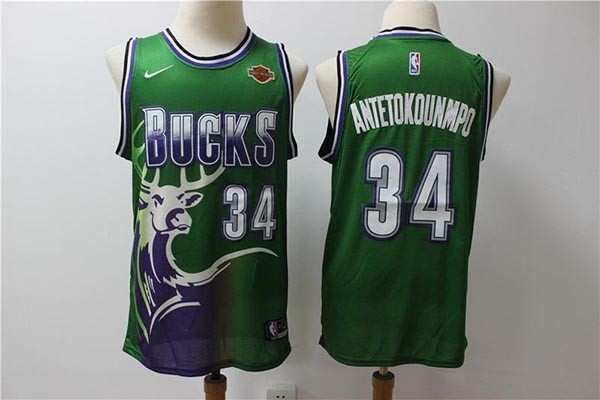 NBA Milwaukee Bucks #34 Giannis Antetokounmpo Green Nike Retro Jersey