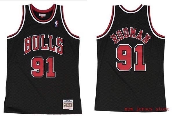 NBA Chicago Bulls #91 SDennis Rodman Black 1997-98 Hardwood Classics Jersey