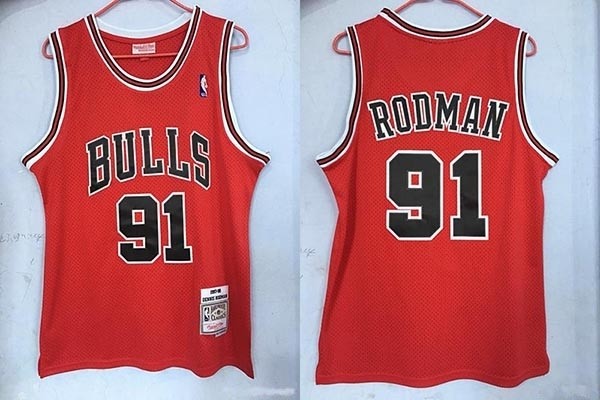 NBA Chicago Bulls #91 SDennis Rodman Red 1997-98 Hardwood Classics Jersey