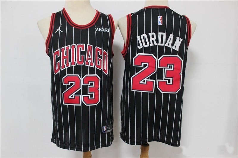 Bulls #23 Michael Jordan Black Stripe 2020 Jersey