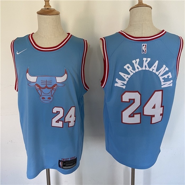 NBA Bulls #24 Laur Markkanen Blue Nike City Edition Swingman Jersey