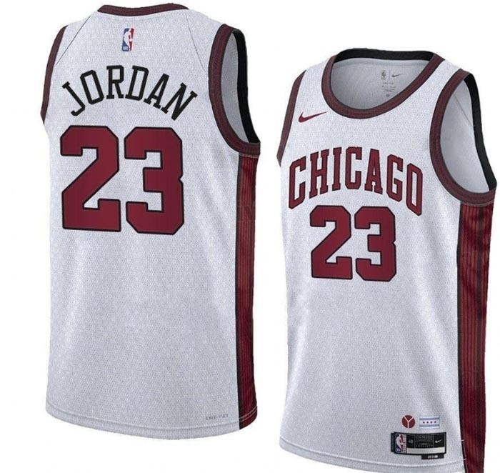 Men's Chicago Bulls #23 Michael Jordan White 2022-23 City Edition Stitched Basketball Jersey