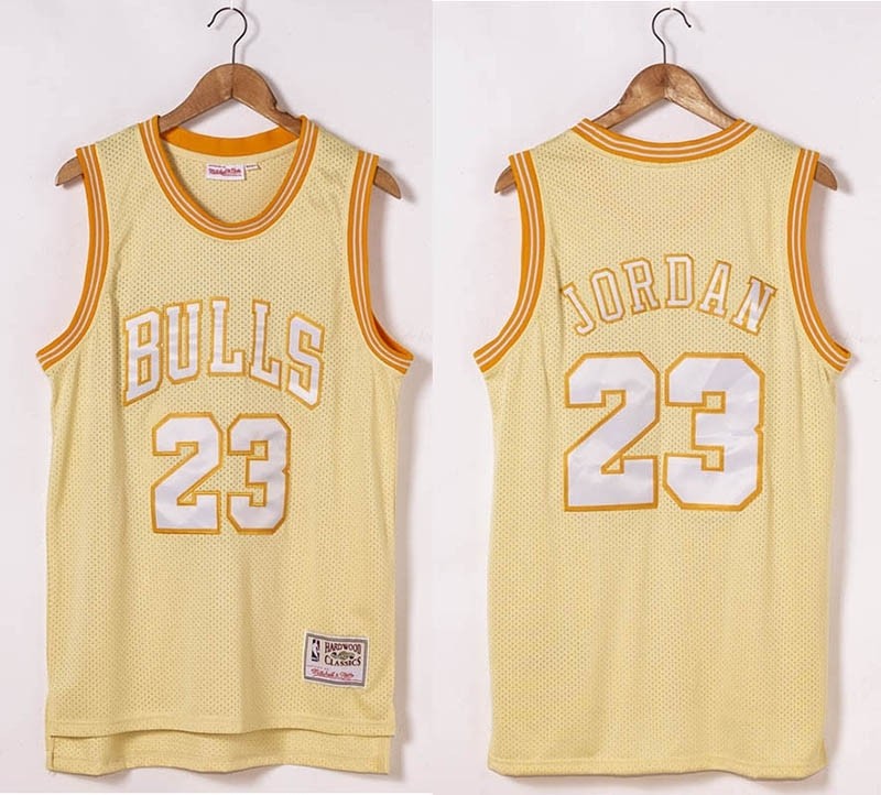 NBA Chicago Bulls #23 Michael Jordan Gold Hardwood Classics Jersey