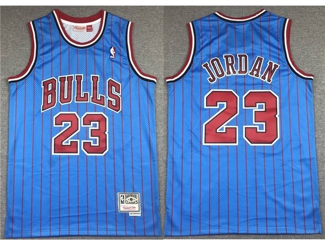 Chicago Bulls #23 Michael Jordan Blue Pinstripe Hardwood Classics Jerse