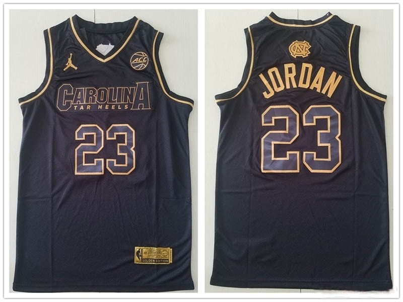 North Carolina #23 Jordan Black Gold jersey