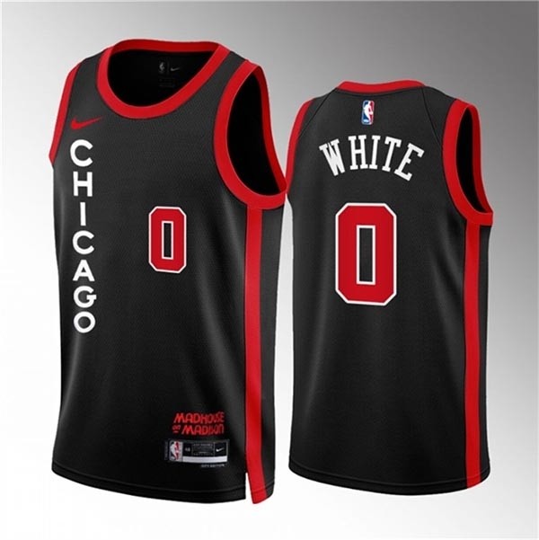 Men's Chicago Bulls #0 Coby White Black 2023-24 City Edition Stitched Basketball Jersey