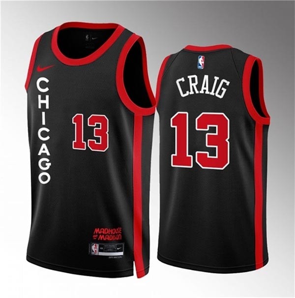 Men's Chicago Bulls #13 Torrey Craig Black 2023-24 City Edition Stitched Basketball Jersey