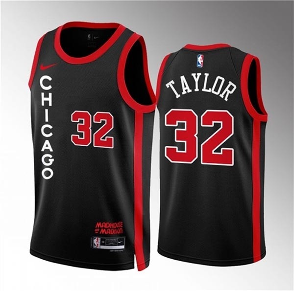 Men's Chicago Bulls #32 Justin Lewis Black 2023-24 City Edition Stitched Basketball Jersey