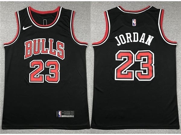 Men's Chicago Bulls #23 Michael Jordan Black Swingman Jersey