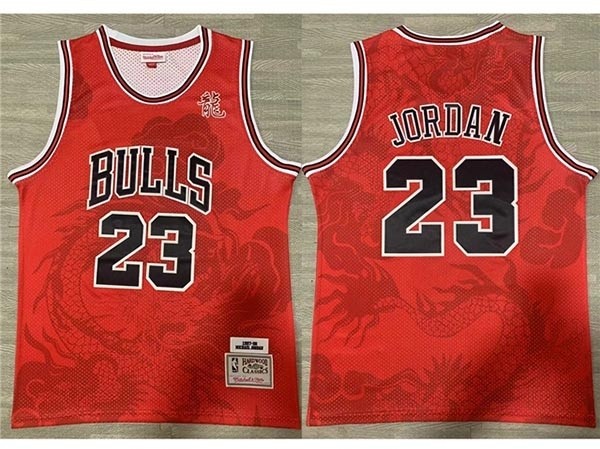 Men's Chicago Bulls #23 Michael Jordan Year of the Dragon Red Hardwood Classics Jersey