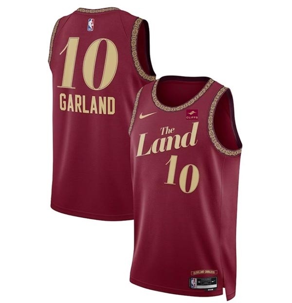 Men's Cleveland Cavaliers #10 Darius Garland Wine 2023-24 City Edition Stitched Jersey