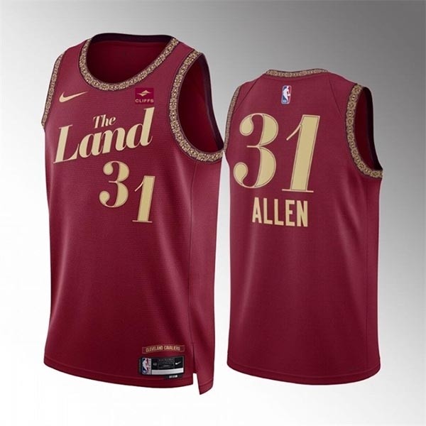 Men's Cleveland Cavaliers #31 Jarrett Allen Wine 2023-24 City Edition Stitched Jersey