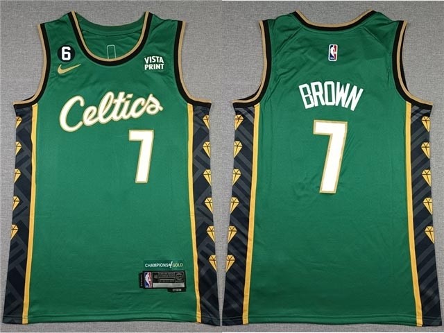 Men's Boston Celtics #7 Jaylen Brown 2022-23 Green City Edition Swingman Jersey