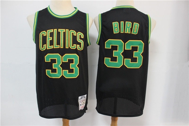 NBA Boston Celtics #33 Larry Bird Black Hardwood Classics Mesh Jersey