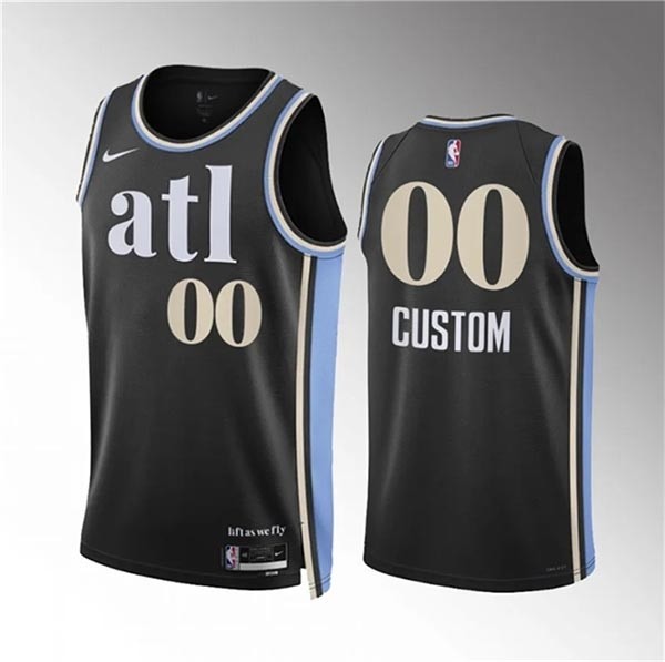 Men's Atlanta Hawks Active Player Custom 2023 24 Black City Edition Stitched Basketball Jersey(Name and number remark in comment column)