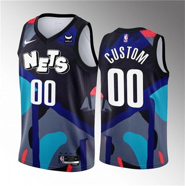 Men's Brooklyn Nets Active Player Custom Black 2023-24 City Edition Stitched Basketball Jersey(Name and number remark in comment column)