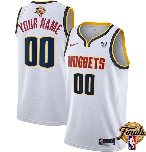 Men's Denver Nuggets Active Player Custom White 2023 Finals Association Edition Stitched Basketball Jersey(Name and number remark in comment column)