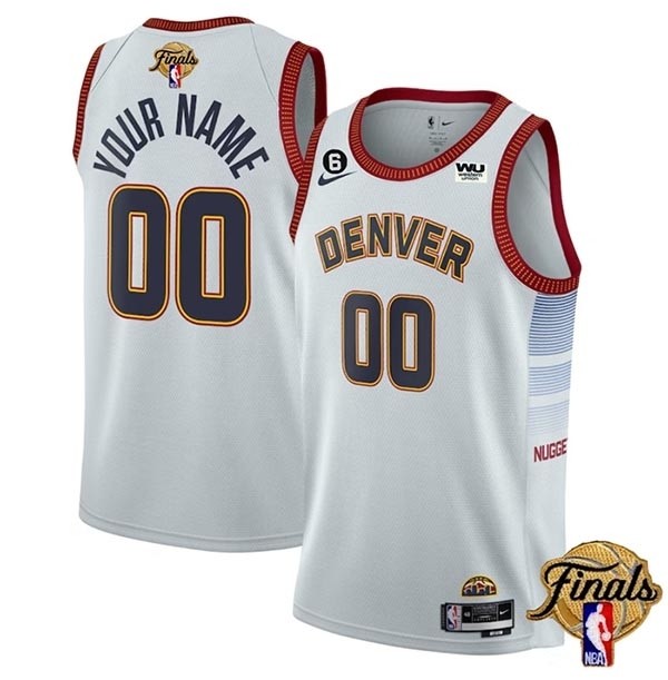 Men's Denver Nuggets Active Player Custom White 2023 Finals Icon Edition Stitched Basketball Jersey(Name and number remark in comment column)