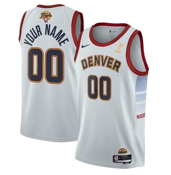 Men's Denver Nuggets Active Player Custom White 2023 Finals Champions Icon Edition Stitched Basketball Jersey(Name and number remark in comment column)