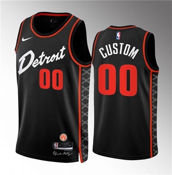 Men's Detroit Pistons Active Player Custom Black 2023-24 City Edition Stitched Basketball Jersey(Name and number remark in comment column)