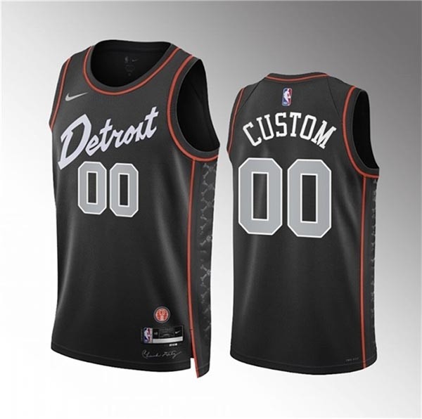 Men's Detroit Pistons Active Player Custom Black 2023-24 City Edition Stitched Basketball Jersey(Name and number remark in comment column)