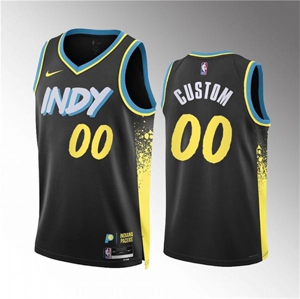 Men's Indiana Pacers Active Player Custom Black 2023-24 City Edition Stitched Basketball Jersey(Name and number remark in comment column)