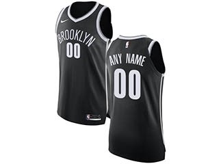 NBA Brooklyn Nets Black Nike Customized Jersey