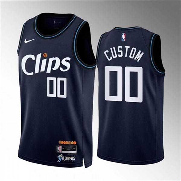 Men's Los Angeles Clippers Active Player Custom Navy 2023-24 City Edition Stitched Jersey(Name and number remark in comment column)