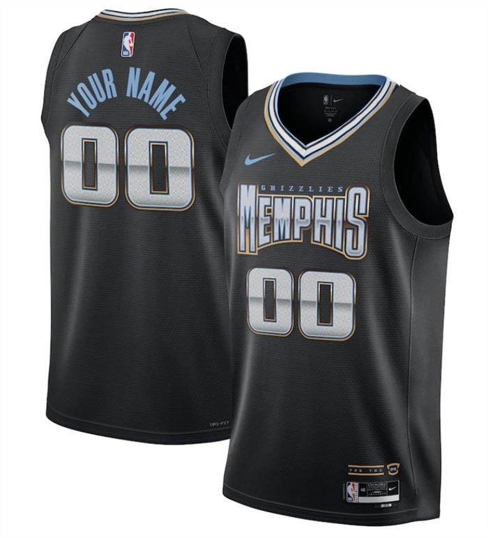 Men's Memphis Grizzlies Active Player Custom Black 2022-23 City Edition Stitched Jersey(Name and number remark in comment column)