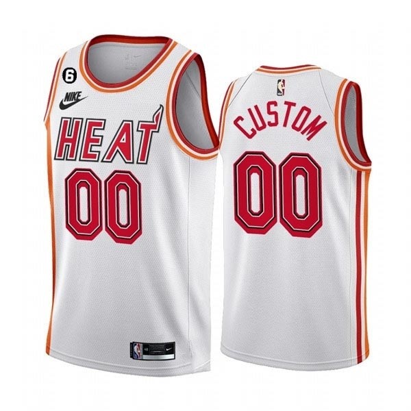 Men's Miami Heat Active Player Custom White 2022 23 Classic Edition With NO.6 Patch Stitched Basketball Jersey(Name and number remark in comment column)