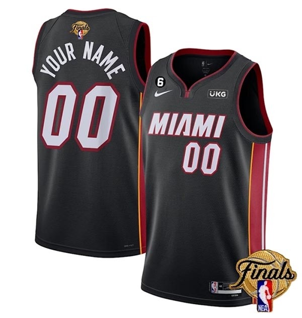 Men's Miami Heat Active Player Custom Black 2023 Finals Icon Edition With NO.6 Patch Stitched Basketball Jersey(Name and number remark in comment column)