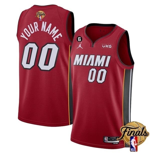 Men's Miami Heat Active Player Custom Red 2023 Finals Statement Edition With NO.6 Patch Stitched Basketball Jersey(Name and number remark in comment column)