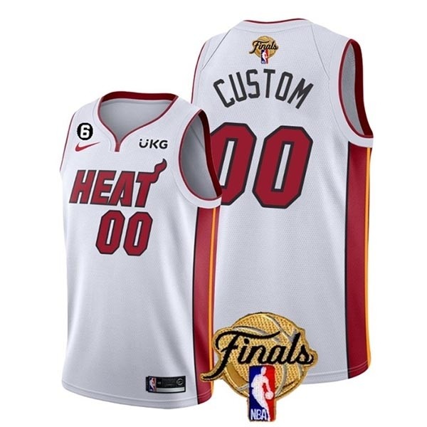 Men's Miami Heat Active Player Custom White 2023 Finals Association Edition With NO.6 Patch Stitched Basketball Jersey(Name and number remark in comment column)