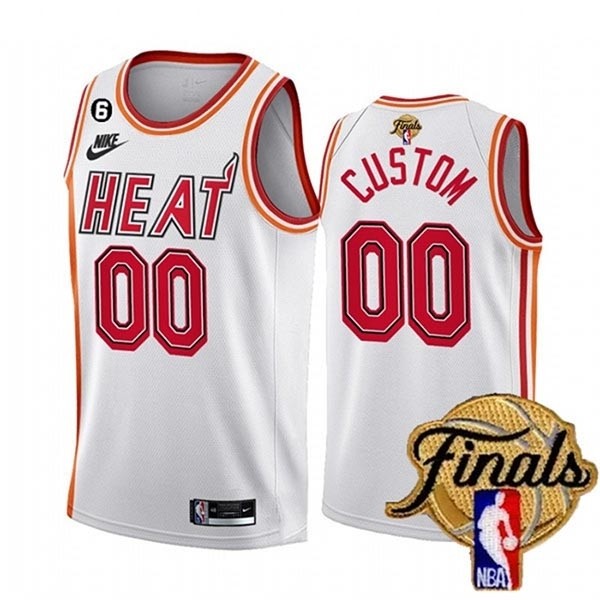 Men's Miami Heat Active Player Custom White 2023 Finals Classic Edition With NO.6 Patch Stitched Basketball Jersey(Name and number remark in comment column)