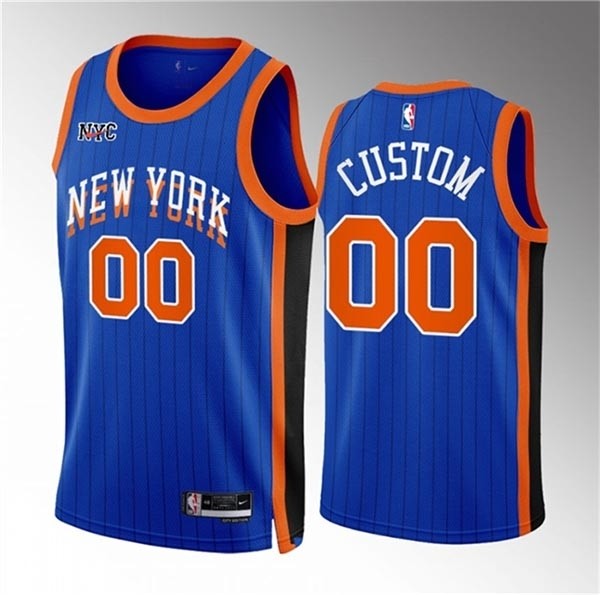 Men's New Yok Knicks Active Player Custom Blue 2023-24 City Edition Stitched Basketball Jersey(Name and number remark in comment column)