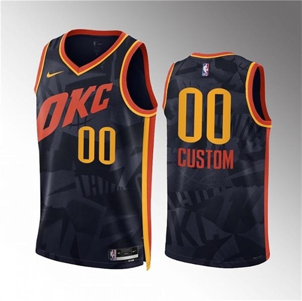 Men's Oklahoma City Thunder Active Player Custom Black 2023-24 City Edition Stitched Basketball Jersey(Name and number remark in comment column)