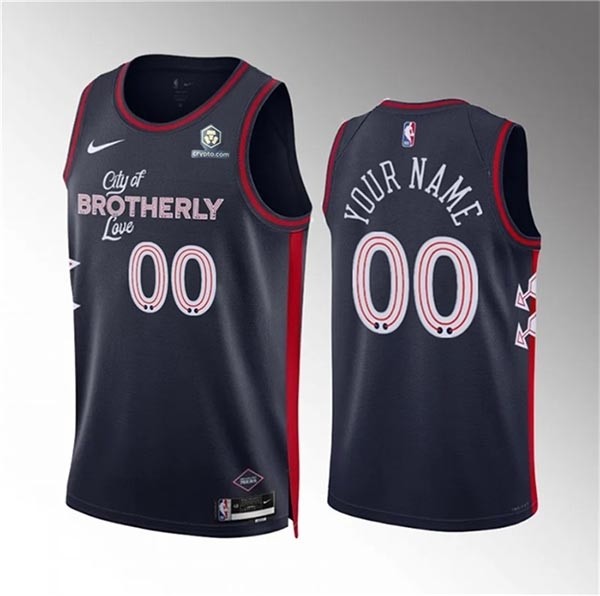 Men's Philadelphia 76ers Active Player Custom Navy 2023-24 City Edition Stitched Jersey(Name and number remark in comment column)