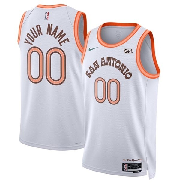 Men's San Antonio Spurs Active Player Custom White 2023-24 City Edition Stitched Basketball Jersey(Name and number remark in comment column)